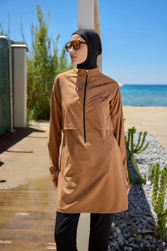 Tam Kapalı Yüzücü Tesettür Mayo R003 Nurhan Camel – 2. görsel