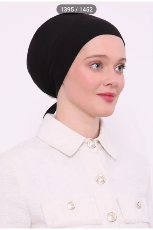 Silikonlu Dikişsiz Penye Bone - Siyah – 3. görsel