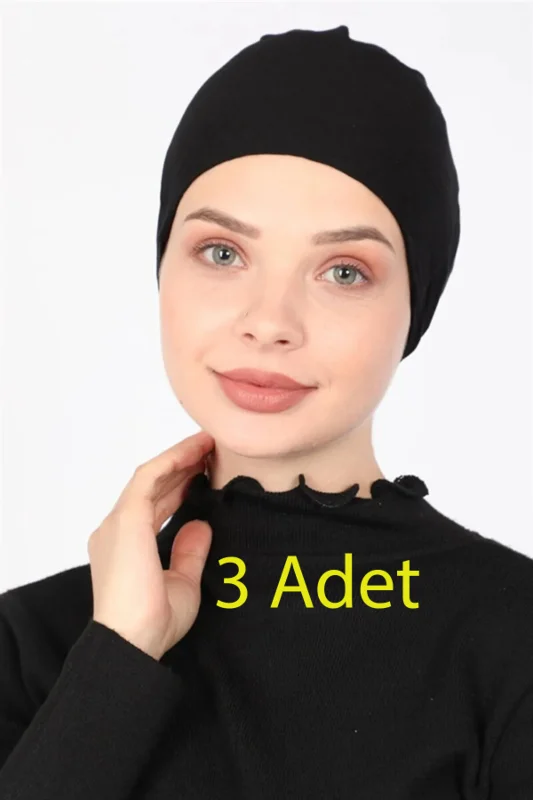 Dikişsiz Penye Bone - Siyah – 2. görsel