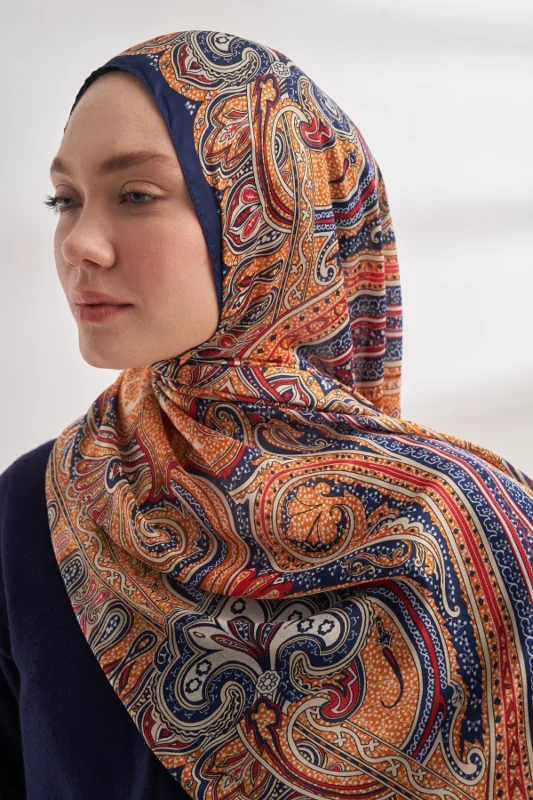 Ethnic Vual Mystigue Desen Özel Seri Şal - Lacivert Dore – 3. görsel
