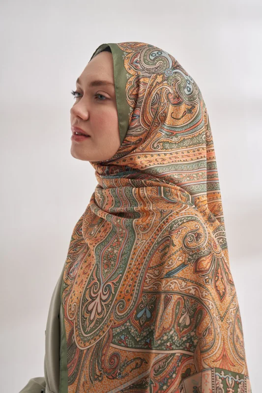 Ethnic Vual Mystigue Desen Özel Seri Şal - Haki Dore – 3. görsel