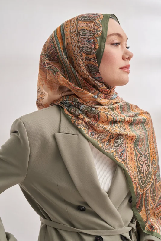 Ethnic Vual Mystigue Desen Özel Seri Şal - Haki Dore – 2. görsel