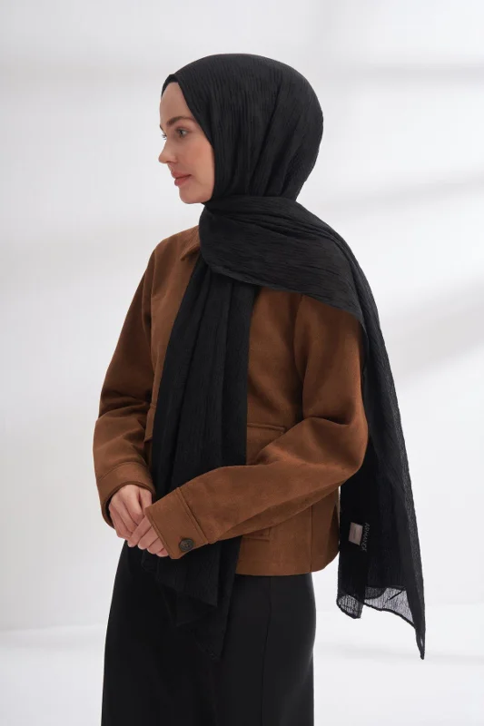 Müslin Dama Desen Şal 3350-Siyah – 2. görsel