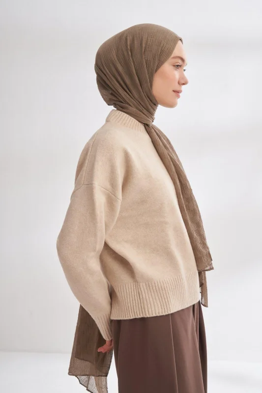 Müslin Dama Desen Şal 3350-Toprak – 2. görsel