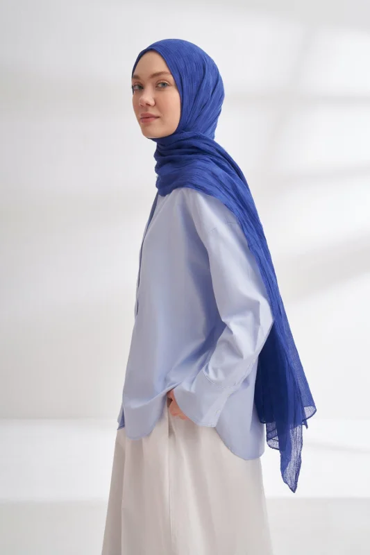 Müslin Dama Desen Şal 3350-Morcivert – 2. görsel