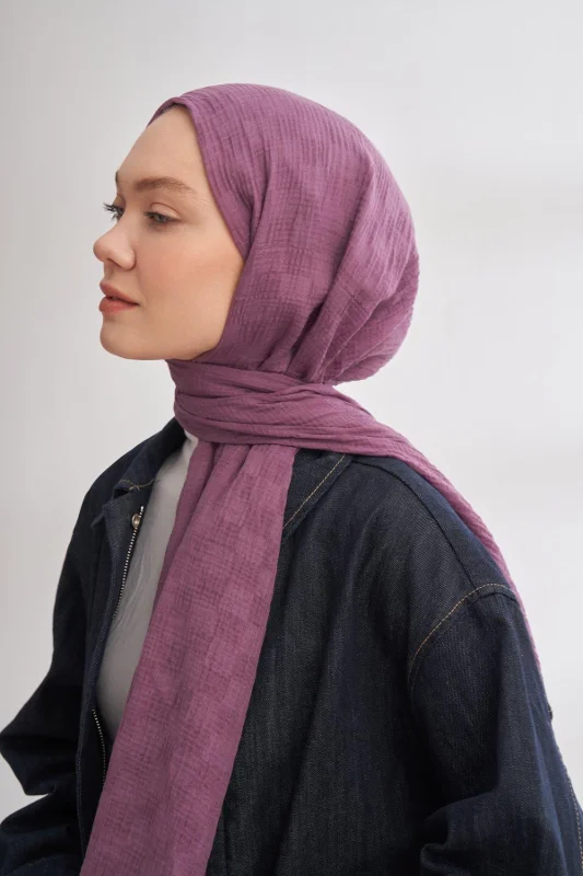 Müslin Dama Desen Şal 3350-Leylak – 2. görsel