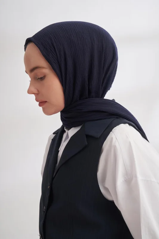 Müslin Biyeli Şal 3352-Lacivert – 2. görsel