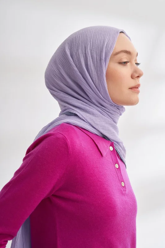 Müslin Biyeli Şal 3352-Açık Leylak – 2. görsel