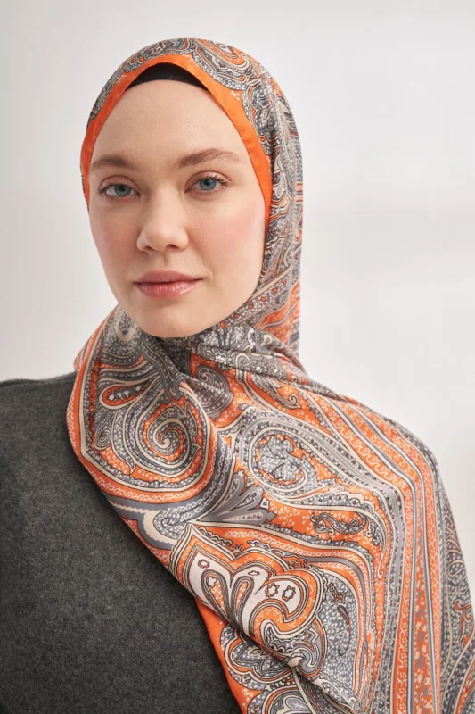 İTHAL VUAL MYSTIC DESEN ŞAL - ORANGE – 3. görsel