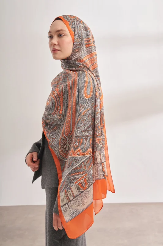 İTHAL VUAL MYSTIC DESEN ŞAL - ORANGE – 2. görsel