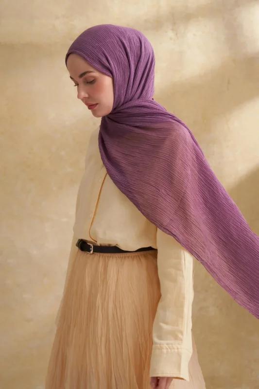Müslin Yaprak Desen Şal 3351-186 Leylak – 2. görsel