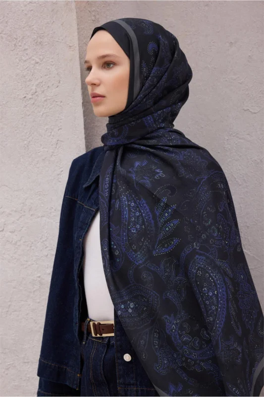 Fresh Paisley Desenli Kahve Haki Vual Şal 1468 - 07 – 2. görsel