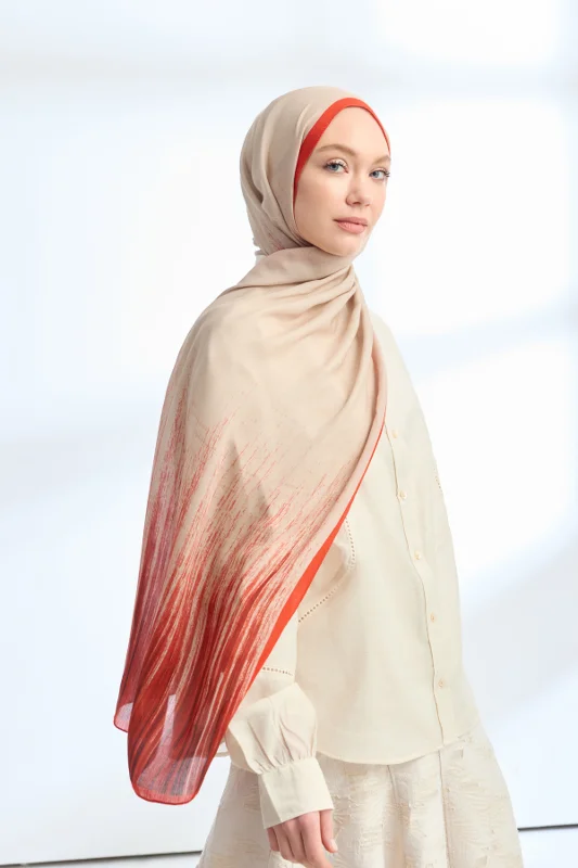 ELEGANT HARMONY LINORA DESEN ŞAL - KIRMIZI – 2. görsel