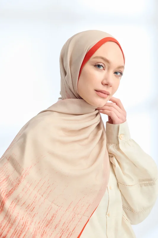 ELEGANT HARMONY LINORA DESEN ŞAL - KIRMIZI – 3. görsel