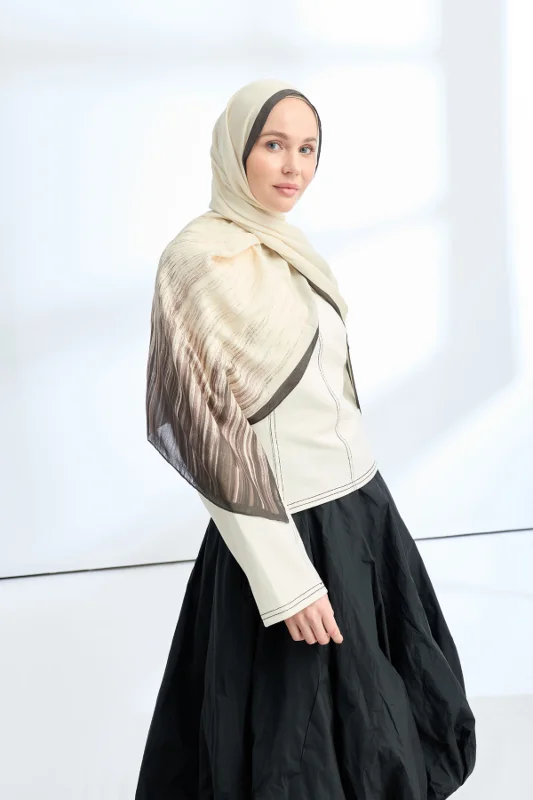 ELEGANT HARMONY LINORA DESEN ŞAL - SİYAH - VİZON – 3. görsel