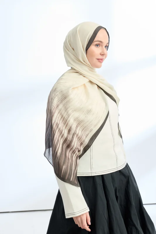 ELEGANT HARMONY LINORA DESEN ŞAL - SİYAH - VİZON – 2. görsel