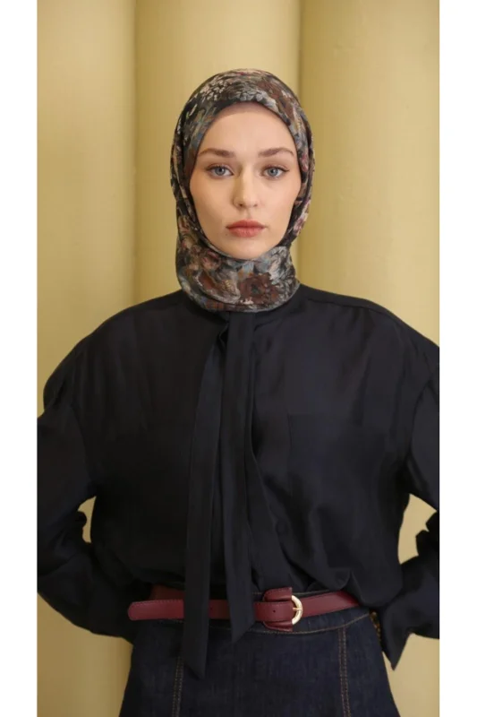 CARMELA DESEN EŞARP ANTRASİT – 4. görsel