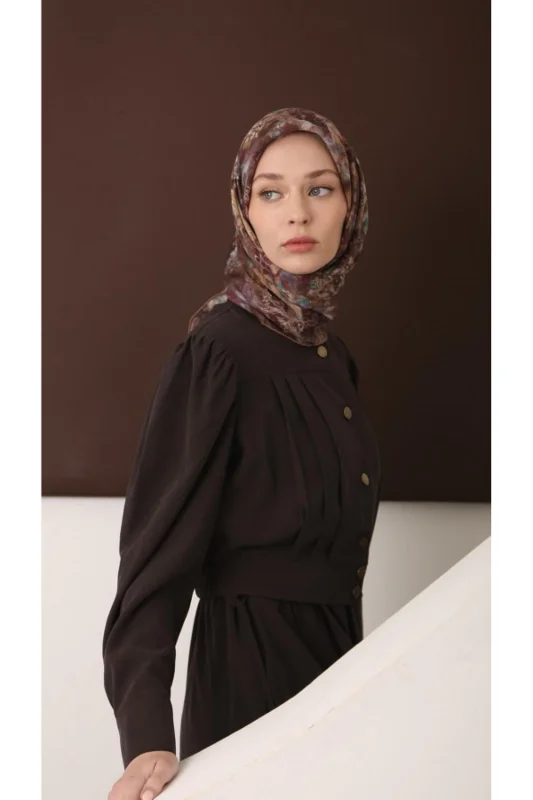 CARMELA DESEN EŞARP KAHVE – 2. görsel