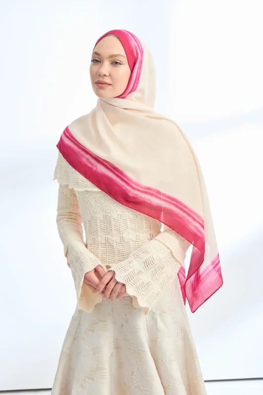 SOFT BLUSH FLOŞ VİSKON ŞAL - BEJ - FUŞYA – 2. görsel
