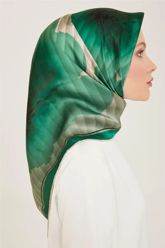 Çiçek Desenli Twill İpek Eşarp 24Ya9100 87 85 – 2. görsel