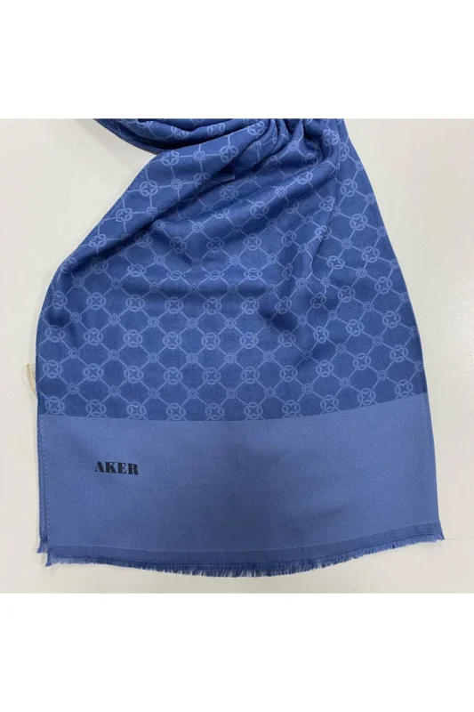 Elegance Şal İndigo Monogram Desenli 1090100-922 – 2. görsel