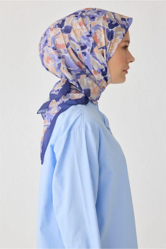 Fresh Çiçek Desen Mor Tela Eşarp 1021 - 13 – 3. görsel