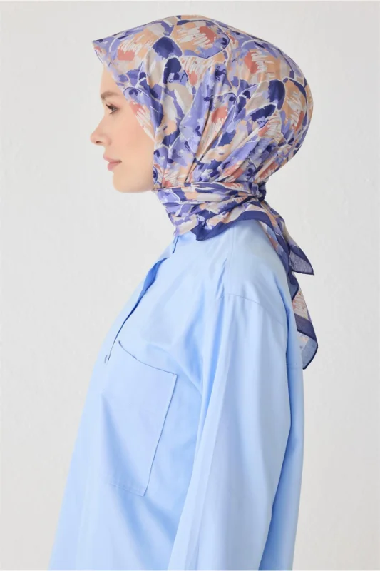 Fresh Çiçek Desen Mor Tela Eşarp 1021 - 13 – 2. görsel