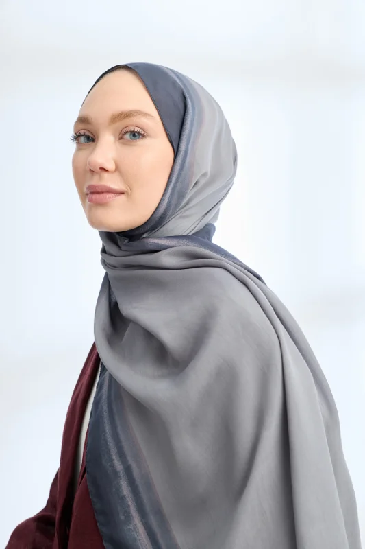 SOFT BLUSH FLOŞ VİSKON ŞAL - KOYU GRİ – 2. görsel