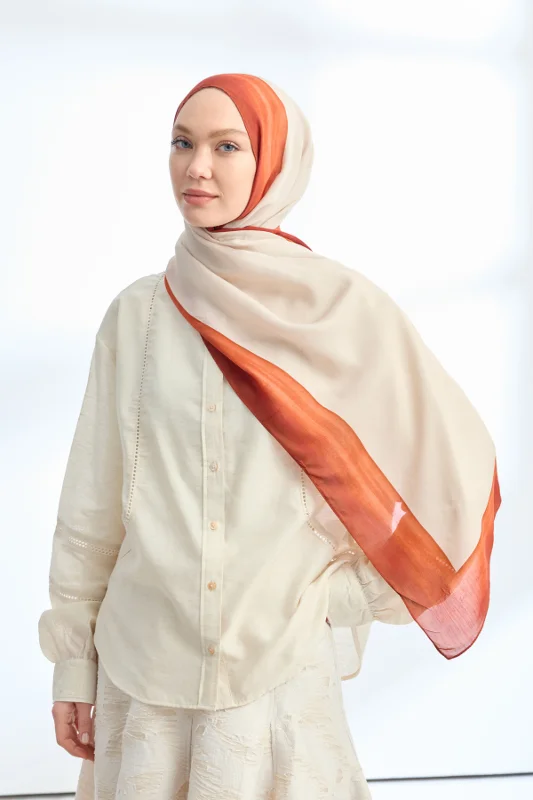 SOFT BLUSH FLOŞ VİSKON ŞAL - TAŞ - KİREMİT – 2. görsel