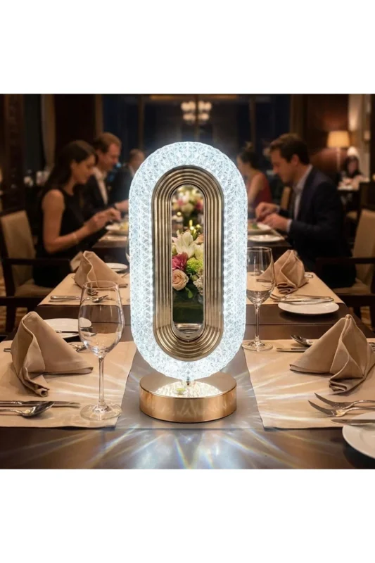 ® Oval Şeklinde Kristal LED Masa Lambası – Dokunmatik, 3 Renk Işık Modlu, Ş – 2. görsel
