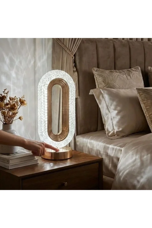 ® Oval Şeklinde Kristal LED Masa Lambası – Dokunmatik, 3 Renk Işık Modlu, Ş – 4. görsel