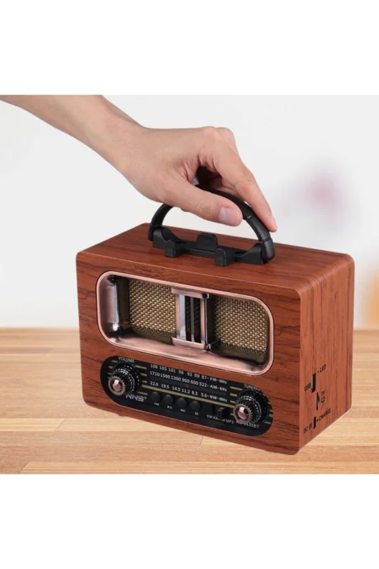® Büyük Boy Retro, Nostaljik, Ahşap Tasarım Bluetooth Hoparlörlü, Şarjlı, – 4. görsel