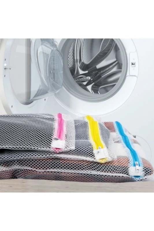 ® 3 Adet Çamaşır Yıkama Filesi Renkli Fermuarlı 3 Boy – 4. görsel