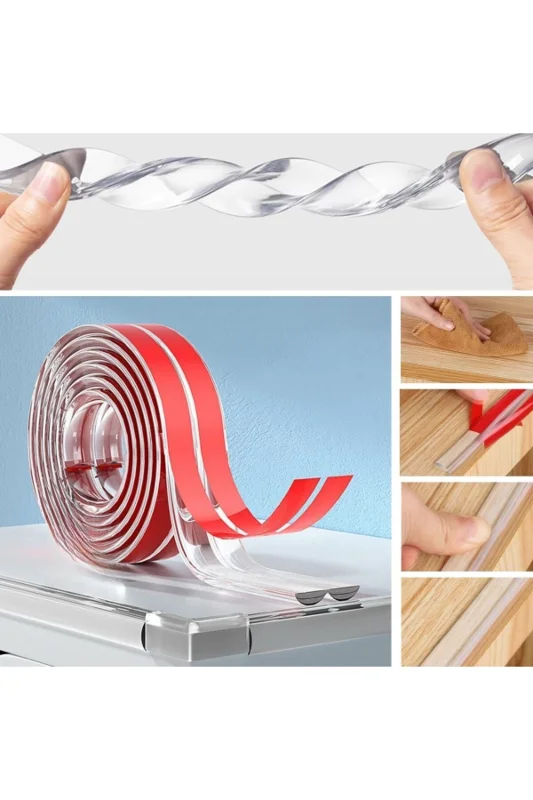 ® 2 Metre Kenar Koruyucu Şerit, Silikon Şeffaf Masa Köşe Koruyucu Güçlü Ban – 4. görsel