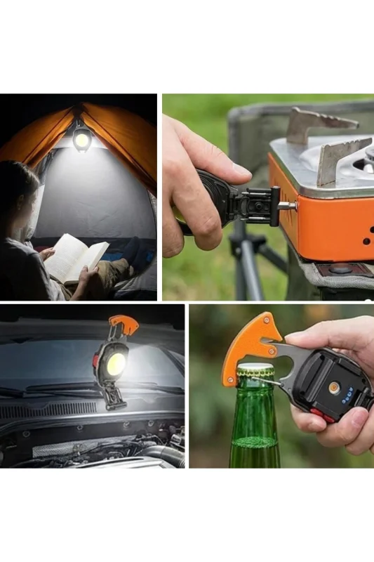 ® 7 Fonksiyonlu Şarjlı LED El Feneri Çakmaklı Mıknatıslı Kancalı Tornavida – 3. görsel
