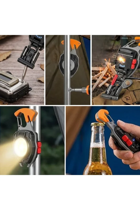 ® 7 Fonksiyonlu Şarjlı LED El Feneri Çakmaklı Mıknatıslı Kancalı Tornavida – 4. görsel