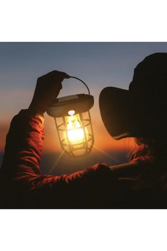 ® Solar Kamp Feneri – Güneş Enerjili, Otomatik Şarj ve Gece Işığı, Taşı – 2. görsel