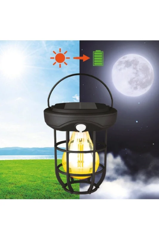 ® Solar Kamp Feneri – Güneş Enerjili, Otomatik Şarj ve Gece Işığı, Taşı – 4. görsel