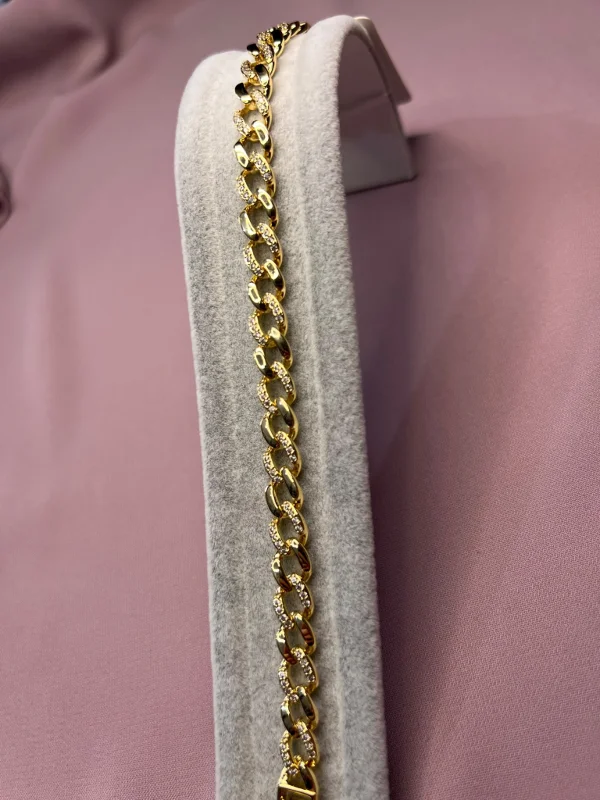 Xuping 14K Gold Kaplama Taşlı Gurmet Zincir Kadın Bileklik Işıltılı Şık Model - 262 - 17+2 CM – 4. görsel