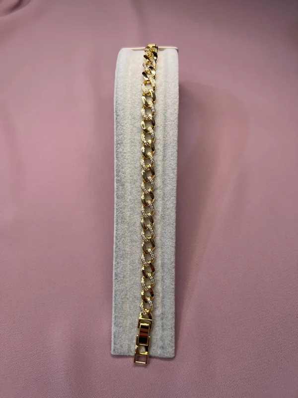 Xuping 14K Gold Kaplama Taşlı Gurmet Zincir Kadın Bileklik Işıltılı Şık Model - 262 - 17+2 CM – 3. görsel