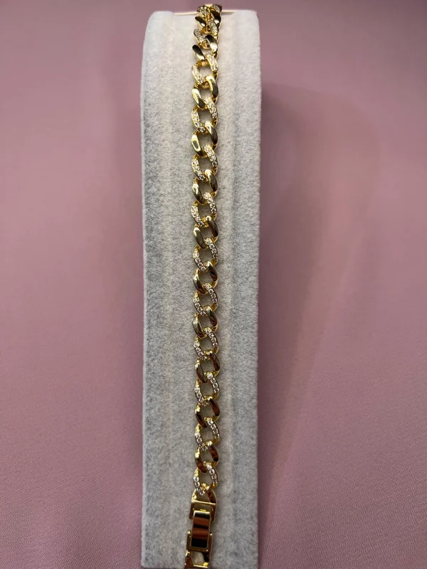 Xuping 14K Gold Kaplama Taşlı Gurmet Zincir Kadın Bileklik Işıltılı Şık Model - 262 - 17+2 CM – 2. görsel