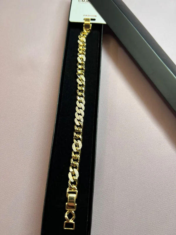 Xuping 14K Gold Kaplama Taşlı Gurmet Zincir Kadın Bileklik Şık Gösterişli Model 17+2 CM – 4. görsel