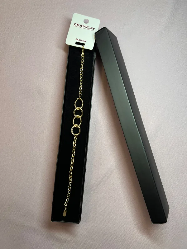 Xuping 14K Gold Kaplama Halka Detaylı Kadın Bileklik Ayarlanabilir Şık Zincir Takı -80 – 2. görsel