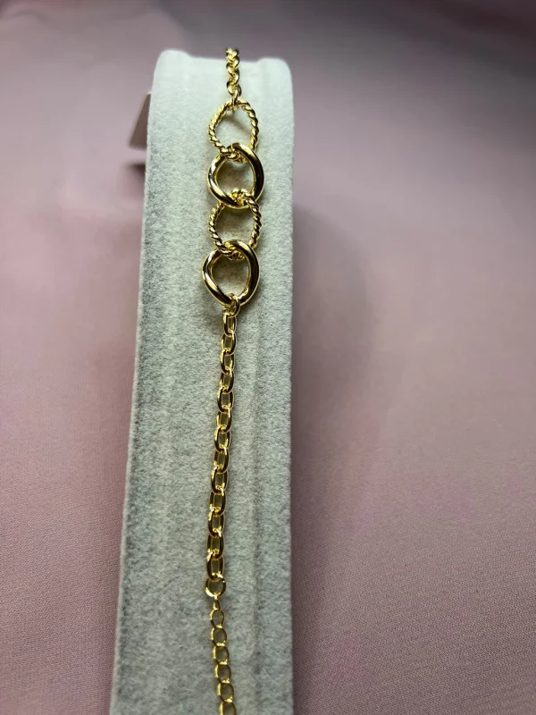 Xuping 14K Gold Kaplama Halka Detaylı Kadın Bileklik Ayarlanabilir Şık Zincir Takı -80 – 4. görsel