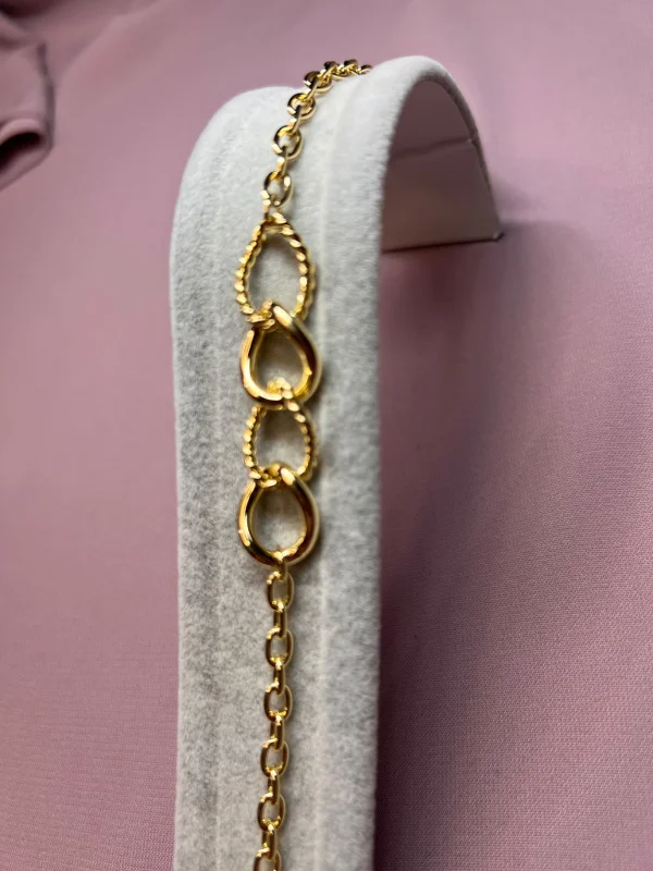 Xuping 14K Gold Kaplama Halka Detaylı Kadın Bileklik Ayarlanabilir Şık Zincir Takı -80 – 3. görsel