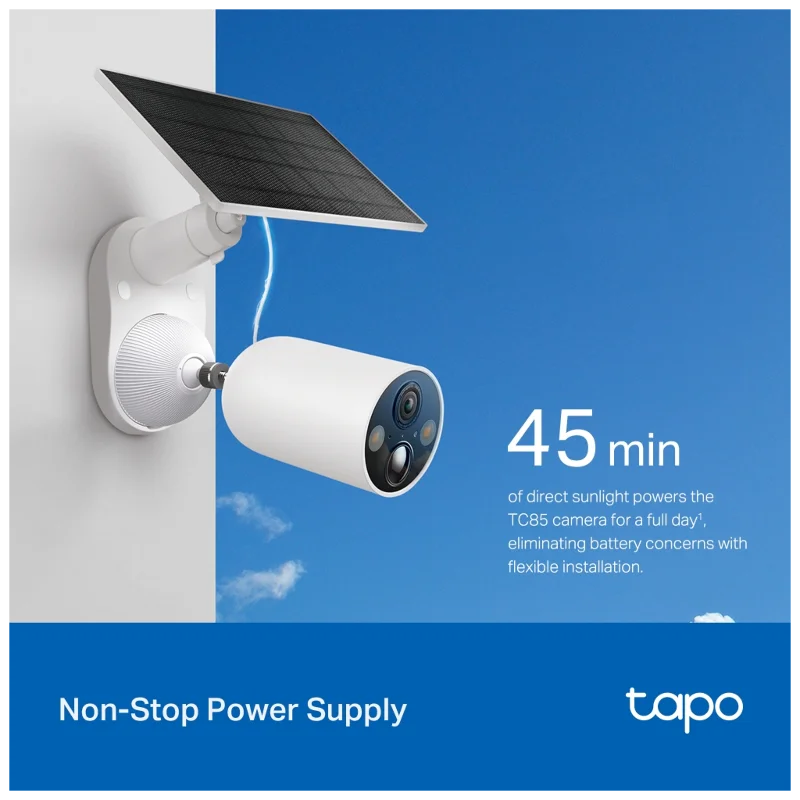 TP-LINK Tapo TC85 KIT (C425 KIT), 2K QHD, 4,0Mpix, Dış Mekan, IP66, WiFi, 15Mt. Renkli Gece Görüşü, İki Yönlü Ses, Yapay Zeka Destekli, Güneş Enerjili Güvenlik Kamerası Kiti – 3. görsel