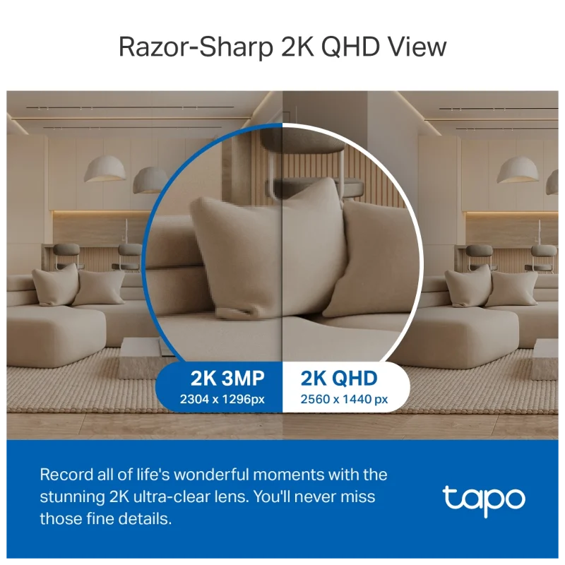 TP-LINK Tapo TC72 (C220), 2K QHD 4,0Mpix, İç Mekan WiFi, 9Mt. Gece Görüşü, 360 Dönüş, İki Yönlü Ses Güvenlik Yapay Zeka Destekli Kamera – 3. görsel