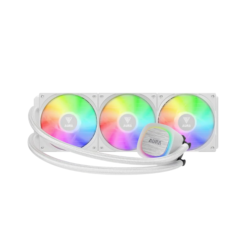 GAMDIAS AURA GL360 V2 WH, White Edition, 360mm, RGB, 3 Fanlı, CPU Sıvı Soğutma – 3. görsel