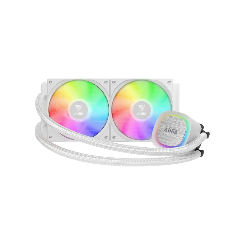 GAMDIAS AURA GL240 V2 WH, White Edition, 240mm, RGB, 2 Fanlı,CPU Sıvı Soğutma – 3. görsel