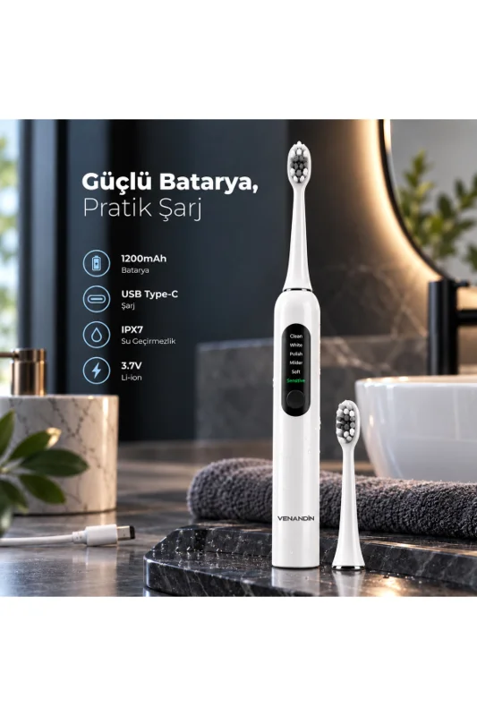 SZ-2510 ORAVİX S Şarjlı Elektrikli Diş Fırçası 1200 mAh, Type-C, IPX7, Yumuşak Başlık – 3. görsel